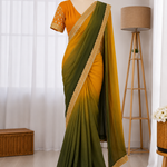 BEAUTIFUL TWO SHADE CHINON SILK PARTY WEAR SAREE