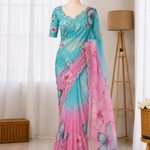 Beautifull Soft Tabby With Real Mirror With Butterfly Work Saree