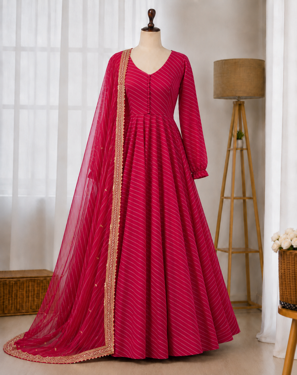 4 Meter Huge Flair Laheriya Printed Anarkali Gown