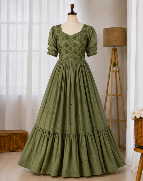 SUMMER SPECIAL SOUTH SILK PURE COTTON ONE PIECE GOWN