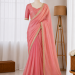 Beautiful Fendy Silk Saree With Fancy Lace And Sequin Embroidery Work
