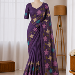 Beautifull Viscos Crunchy Silk With Embroidery Work Saree