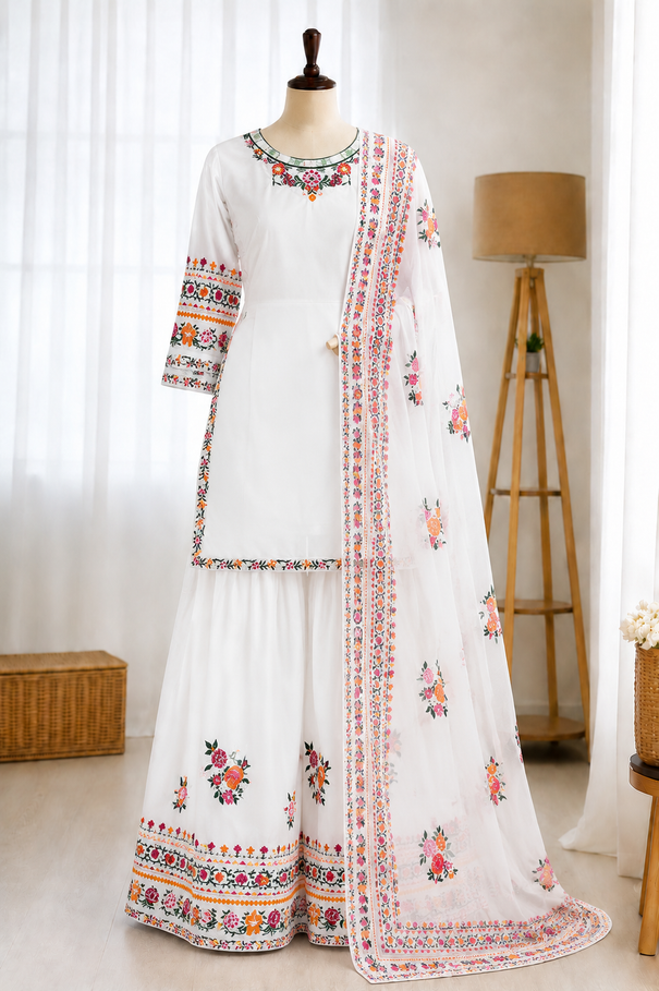 Heavy French Crepe Embroidery Work Top Bottom