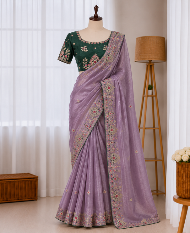 Most Viral Fandy Silk With Luxurious Shine Golden Embroidery Saree