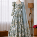 New Wear Organza Silk Floral Print Anarkali