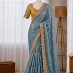 Heavy Dolla Silk Embroidered Saree Set