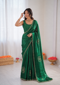 Most Viral Sattin Silk With Beautifull Jarkhan Work Saree