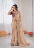 Beautifull Chiffon With Thread Embroidery Work Saree