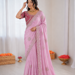 Beautifull Chiffon With Thread Embroidery Work Saree