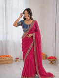Beautiful Soft Rangoli Silk With Sequins Jari & thread Embroidery Work Saree