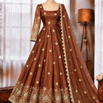 Chinon Silk Anarkali Suit with Thread & Sequin Work and Dupatta
