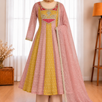 Pure Salsa Crush Gown with Sequin Embroidery, Pant & Fancy Lace Dupatta