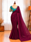 Pure Fendy Satin Dual Shade Saree with Fancy Tassels & Beaded Blouse