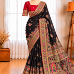 Rajwadi Pashmina Silk Saree with Kashmiri Thread & Zari Weaving Work