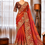 Fendy Silk Saree with Zari & Sequin Embroidery Work