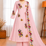 Air Tex Chinon Embroidered Top with Pant & Cutwork Dupatta