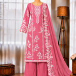 Mul Chanderi Top Pant Set with Embroidery & Cutwork Dupatta
