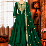 Pure Fandy Silk Gown with 3mm Sequin Embroidery Work & Dupatta