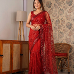 Beautifull Butterfly Net With Sequience Work Saree