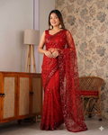 Beautifull Butterfly Net With Sequience Work Saree