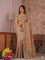 Beautiful Chinon Silk  With Print And Real Mirror Work saree