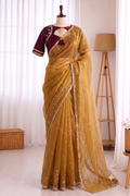 Beautifull Rimzim Silk With Beautifull Hand Work Saree