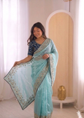 Beautifull Jimmu Chu With Sequience Embroidery Work Saree