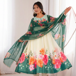 Beautifull Rama Color Fox Georgette Hand Work Gown