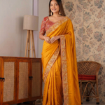 Beautifull Premium Soft Fendy Silk With Embroidery Work Saree