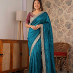 Beautiful Fandy Sartin With Border Embroidery Work Saree