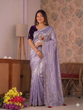 Beautiful Fandy Satin Saree With Handwork Butta And Cutdana Work