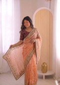 Beautifull Jimmu Chu With Sequience Embroidery Work Saree