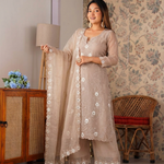 Beautifull Currency Silk With Thread And Sequience Work Top Plazzo