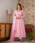 Beautiful Fox Georgette Anarkali Suit With Sequence Embroidery And Moti Lace Work