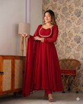Beautiful Fox Georgette Anarkali Suit With Sequence Embroidery And Moti Lace Work