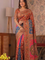 Beautiful Japan Satin Saree With Digital Print Aari & Mirror Work