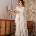 Beautifull Butterfly Net With Sequience Work Saree