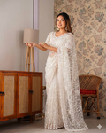 Beautifull Butterfly Net With Sequience Work Saree