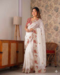 Beautifull Pure Crystal With Embroidery Work Saree