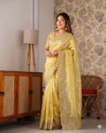 Beautifull Pure Crystal With Embroidery Work Saree
