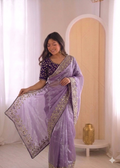 Beautifull Jimmu Chu With Sequience Embroidery Work Saree