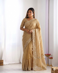 Beautifull Fendy Silk With Thread & Sequience Work Saree