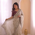 Beautifull Jimmu Chu With Sequience Embroidery Work Saree