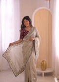 Beautifull Jimmu Chu With Sequience Embroidery Work Saree