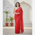Beautifull Bubble Silk With Hand Work Saree