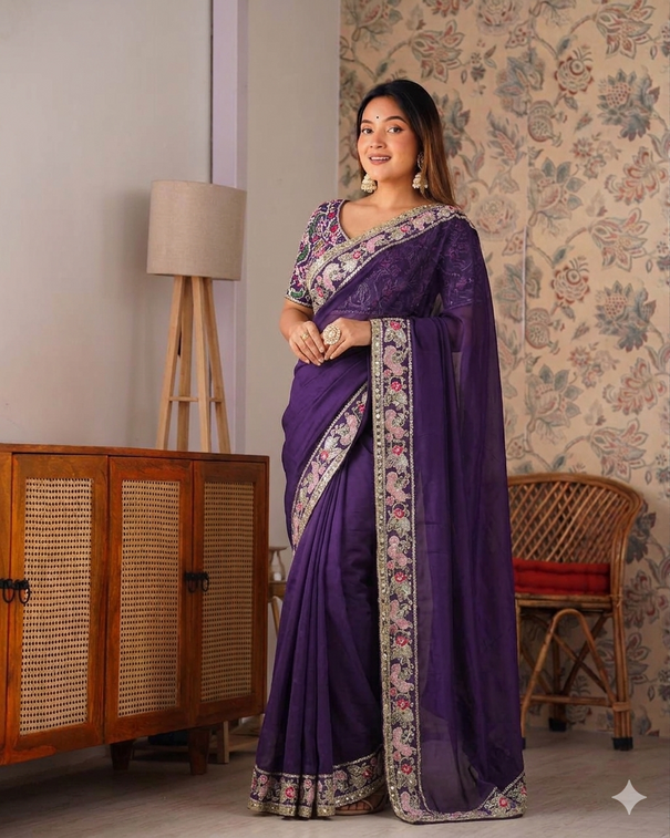 Beautifull Rangoli Silk With Heavy Embrodiery Work Saree