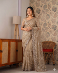 Beautifull Butterfly Net With Sequience Work Saree