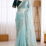 Beautifull Rimzim Silk With Beautifull Hand Work Saree