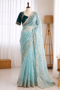 Beautifull Rimzim Silk With Beautifull Hand Work Saree