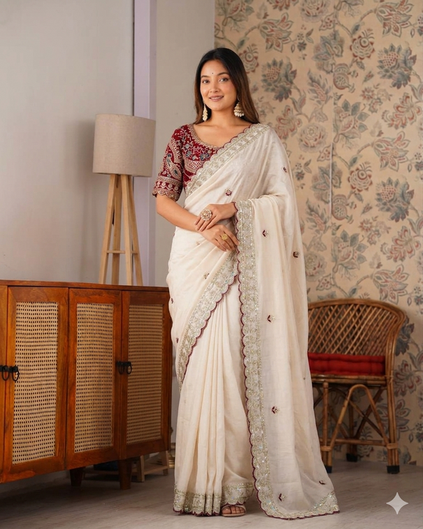 Beautifull Soft Rangoli Silk With Sequience Embroidery Work Saree